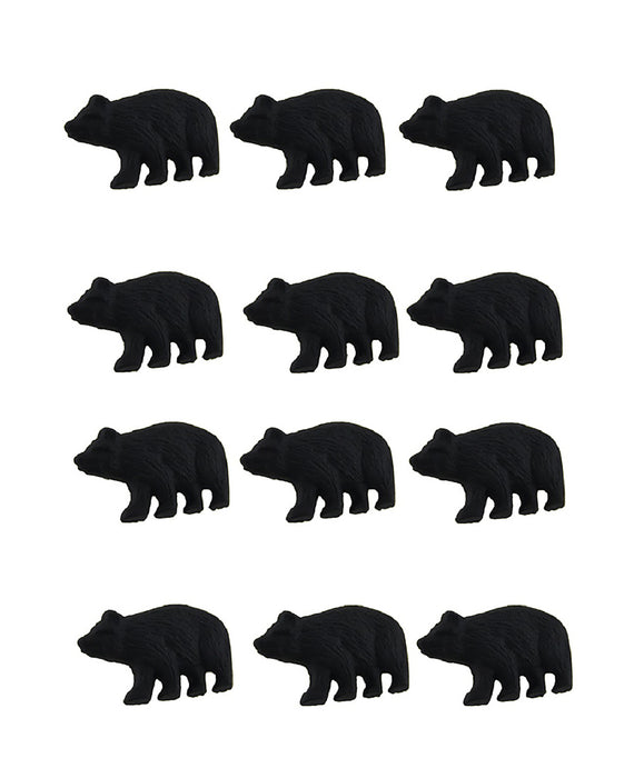 12-Piece Set of Matte Black Forest Bear Cast Iron Furniture Drawer Pulls or Cabinet Knobs - Perfect for Western, Wildlife,