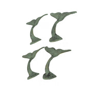 Set of 4 Whale Tail Wall Hooks, 4.5 Inch Green Verdigris Cast Iron Image 2