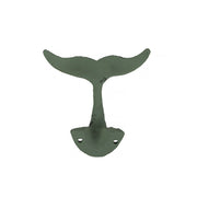 Set of 4 Whale Tail Wall Hooks, 4.5 Inch Green Verdigris Cast Iron Image 3