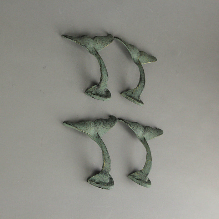 Green - Image 4 - Set of 4 Verdigris Green Cast Iron Whale Tail Wall Hooks - Coastal Elegance for Hanging Keys, Coats, and