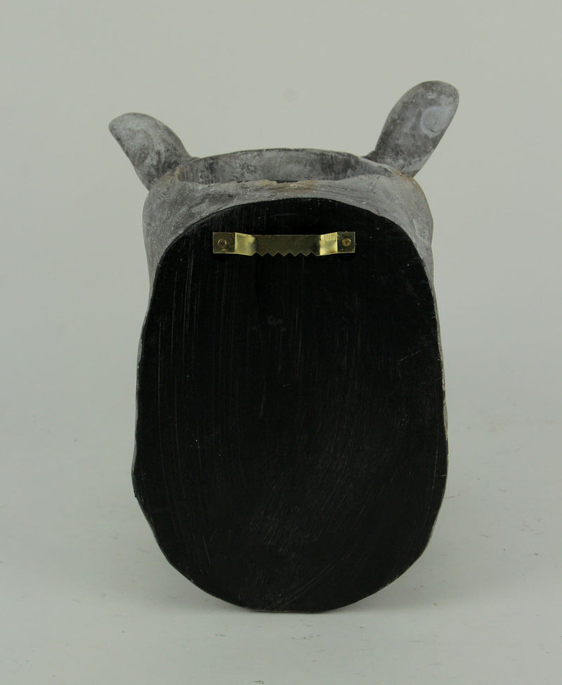 Grey Stone Finish Hippo Head Hanging Planter Statue Outdoor Décor Image 3