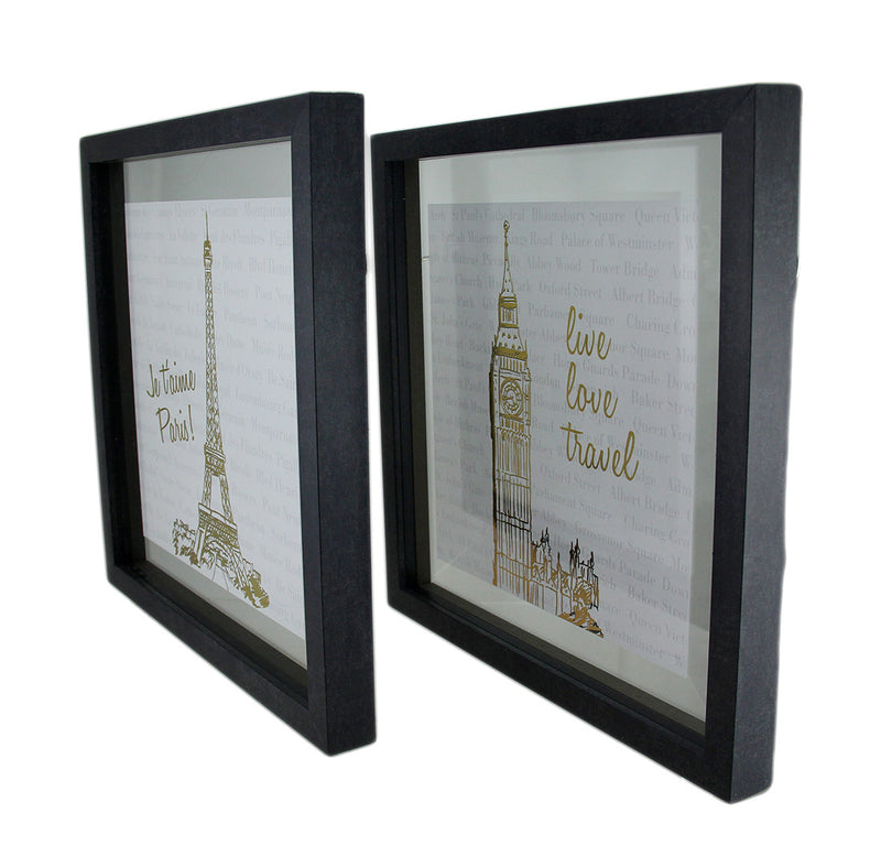 2 Pc. Live Love Travel Foiled Eiffel Tower/Big Ben Wall Hanging Set Image 2