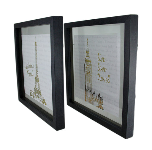 2 Pc. Live Love Travel Foiled Eiffel Tower/Big Ben Wall Hanging Set Image 2