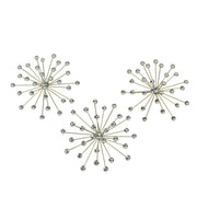 Gold - Image 1 - Set of 3 Gold Finish Starburst Jeweled Metal Decorative Wall Sculptures: Glamorous Rhinestone and Crystal