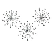 Silver - Image 1 - Set of 3 Silver Starburst Jeweled Metal Decorative Wall Sculptures: Intricate Rhinestone and Crystal