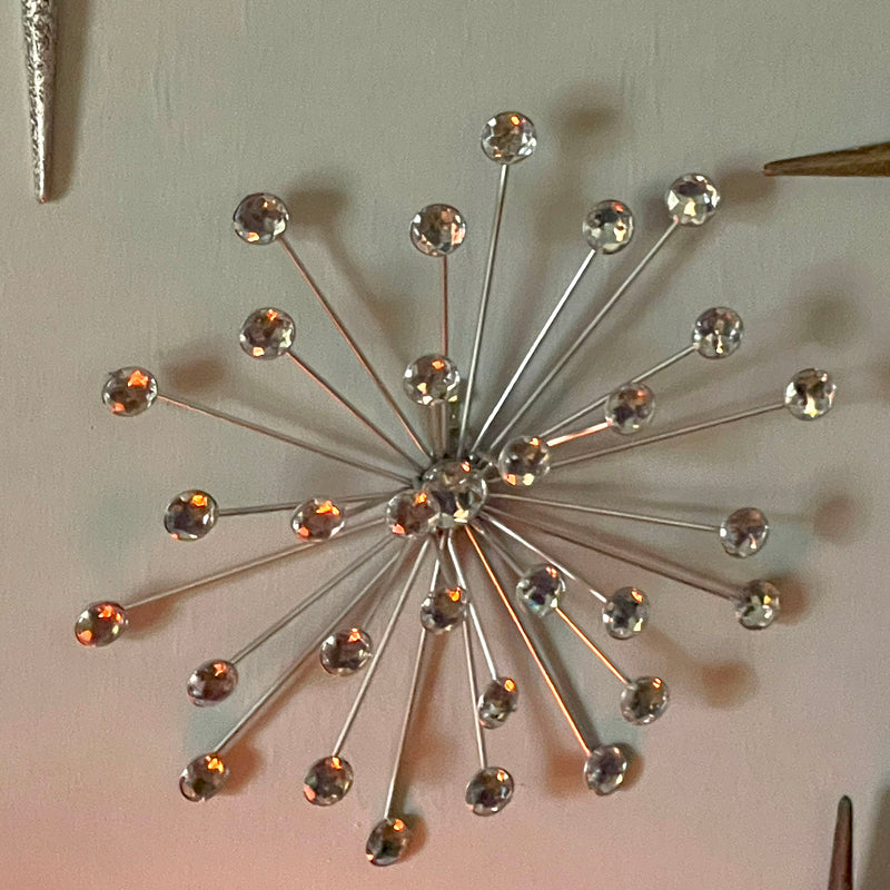 Silver - Image 7 - Set of 3 Silver Starburst Jeweled Metal Decorative Wall Sculptures: Intricate Rhinestone and Crystal