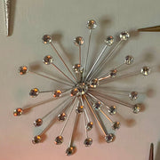 Set of 6 Silver Starburst Metal Wall Art - Modern Home Decor with Radiant Crystal Accents and Timeless Elegance - 10 Inches