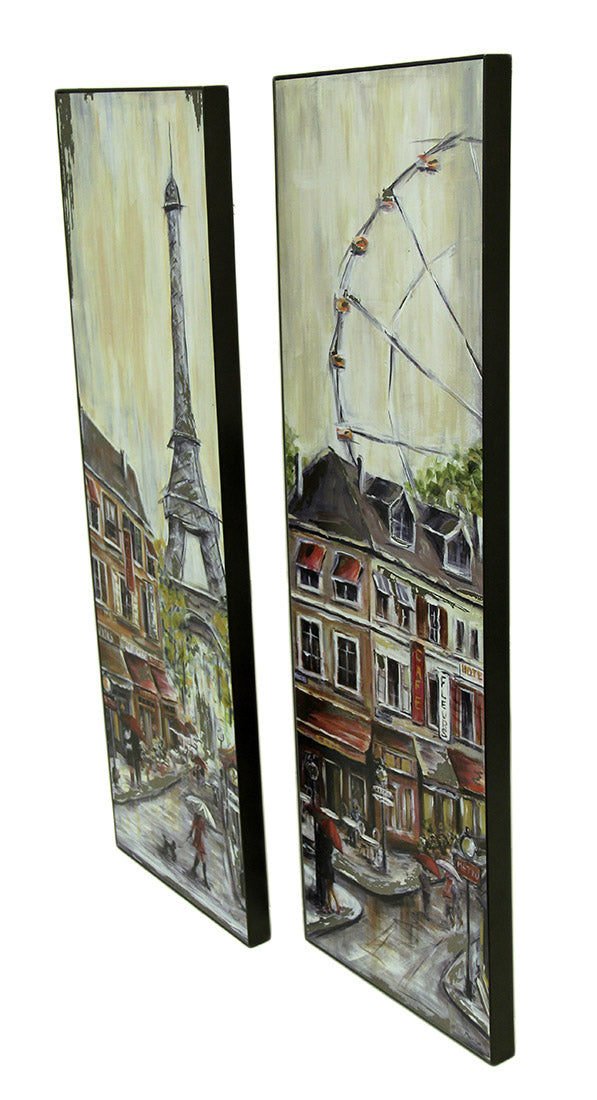 2 Pc. Foiled Eiffel Tower and Ferris Wheel Wall Hanging Set Image 2