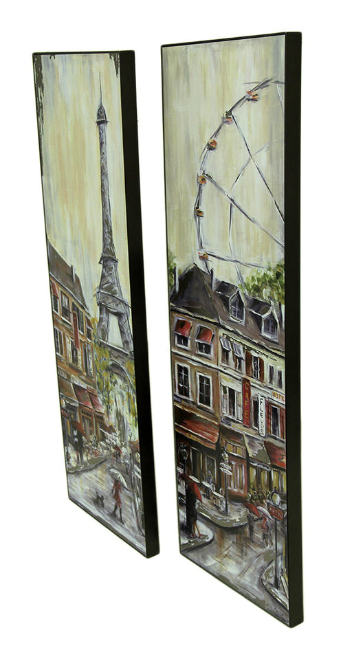 2 Pc. Foiled Eiffel Tower and Ferris Wheel Wall Hanging Set Image 2