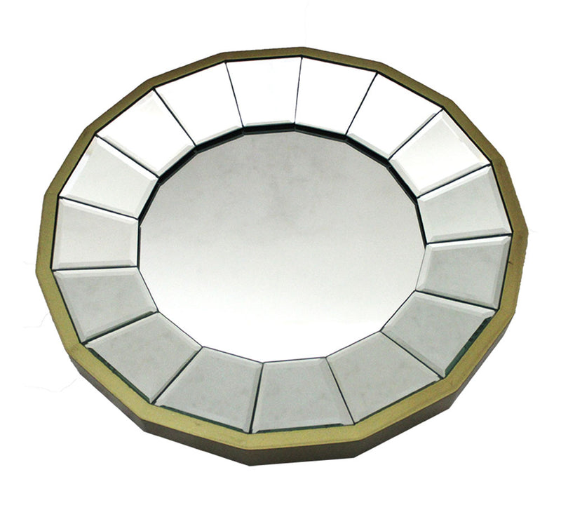 13 1/2 Inch Diameter Gold Finished Pie Plate Wall Mirror Image 1