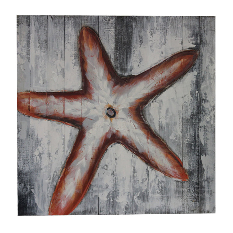 24 Inch Square Starfish Design Oil Painting On Stretched Canvas Image 1