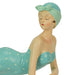 Retro Bathing Beauty Beach Girl in Sage Green Polka Dot Swimsuit Figurine, Hand-Painted Collectible Home Decor Accent - 13.5