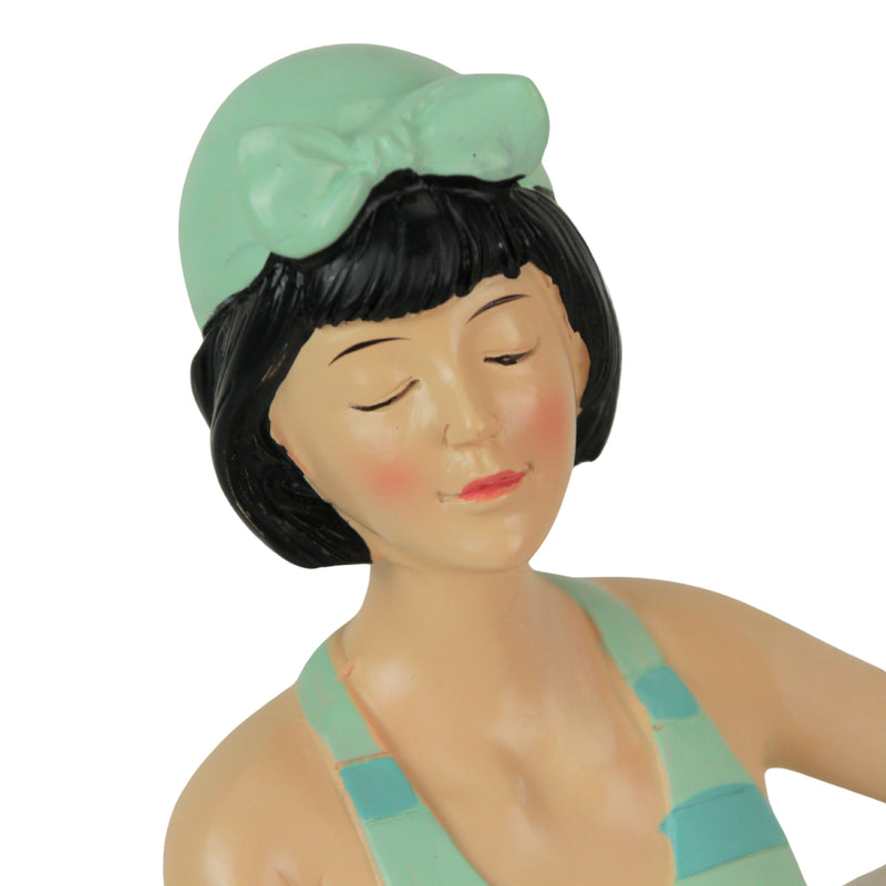Bathing Beauty Figurine, 13 Inch Brunette with Beach Ball Image 7