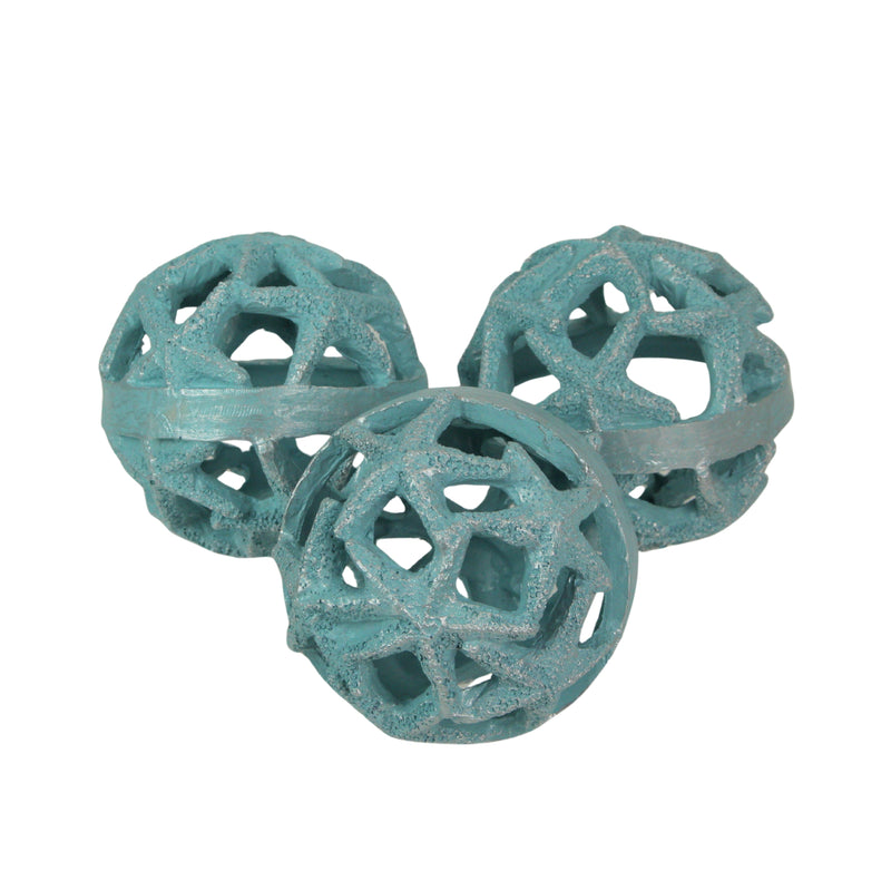 Light Blue - Image 2 - Coastal Blue Resin Decorative Starfish Orbs Set of 3 - Charming Beach-Inspired Home Accent for