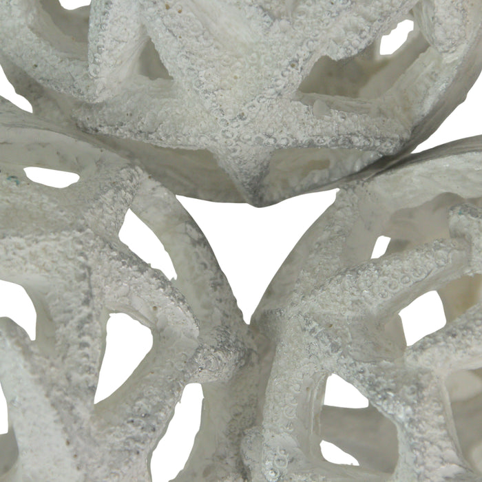 White - Image 3 - Set of 3 Weathered White Resin Decorative Starfish Orbs - 4 Inches in Diameter - Perfect for Beach-Themed
