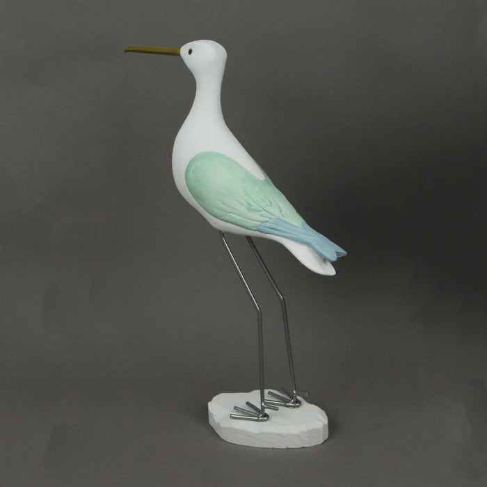 15 Inch Hand Carved White Painted Wood Bird Statue Home Coastal Decor Sculpture Image 3