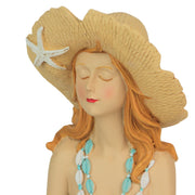 Bathing Beauty Figurine, 8 Inch Redhead in Straw Hat and Teal Swimsuit Image 6
