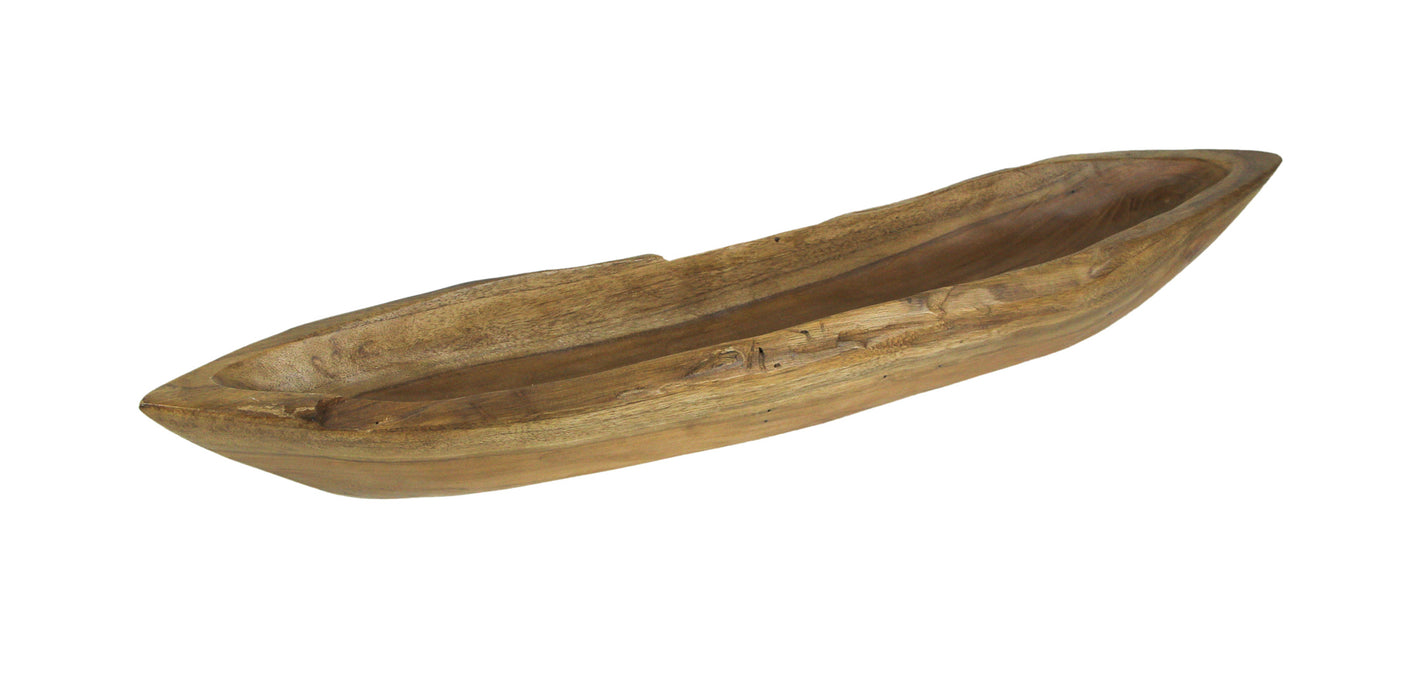 Exquisite Hand-Carved Teak Wood Dough Bowl - 31 Inches Long - Primitive Country Style - Boho Charm for Your Kitchen or Dining