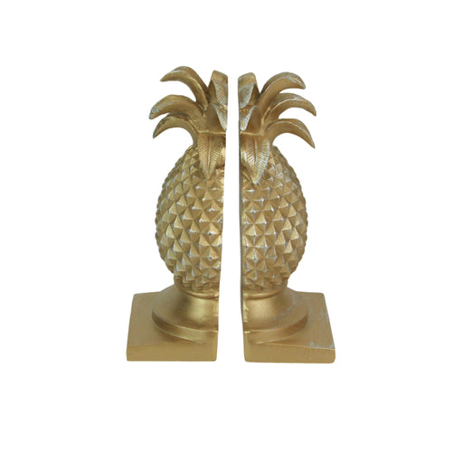 Elegant Gold Pineapple Bookends – Chic Tropical Decor for Bookshelves, Desks, or Mantels – Stylish Home Accent – 10 Inches