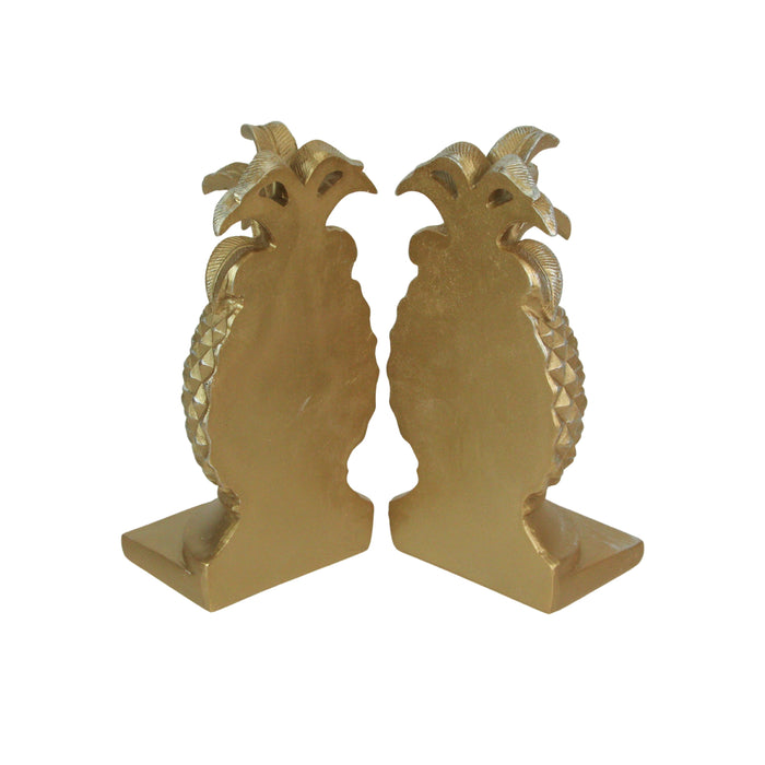 Elegant Gold Pineapple Bookends – Chic Tropical Decor for Bookshelves, Desks, or Mantels – Stylish Home Accent – 10 Inches