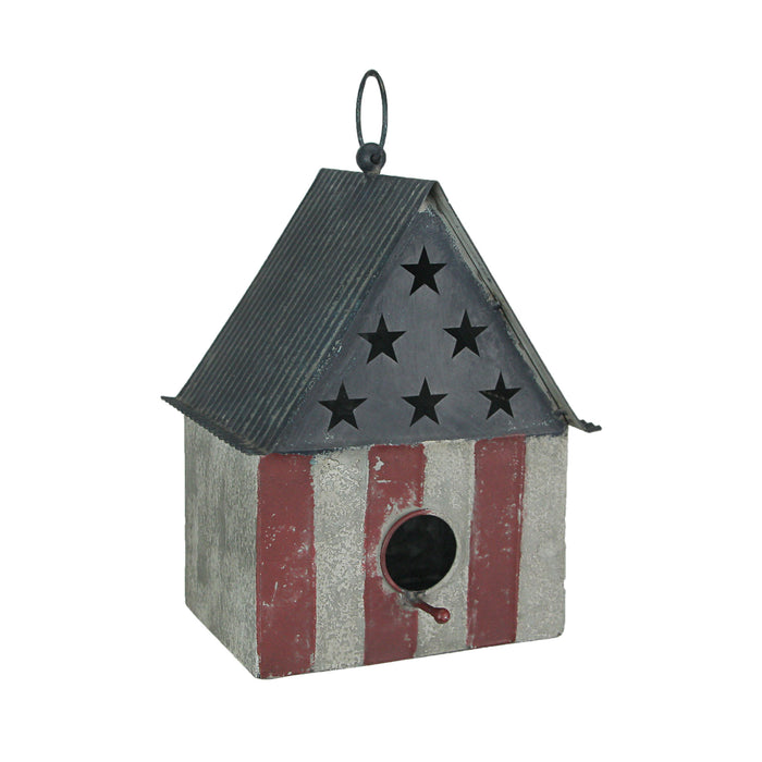 Rustic Metal Americana Hanging Bird House Decorative Garden Farmhouse Decor Image 1