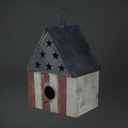 Rustic Metal Americana Hanging Bird House Decorative Garden Farmhouse Decor Image 2