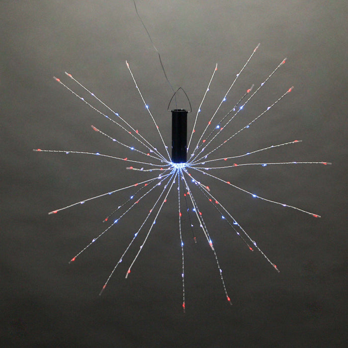 Red, White and Blue LED Starburst Decorative Light with Garden Stake, Ideal for Indoor and Outdoor Decor, 16-Inch Diameter