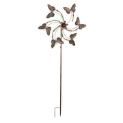 Antique Copper Finish Beaded Pinwheel Wind Spinner Garden Stake - 25-Inch Diameter - Whimsical Outdoor Decor - Simple