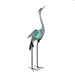 Green - Image 1 - Distressed Grey Finish Metal Heron Sculpture with Green LED Solar Light for Enchanting Garden Accent and