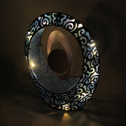 Rustic Brown Filigree Metal LED Lighted Sculpture with Blue Accents - 10 x 4.5 x 12.25 Inches - Battery Operated