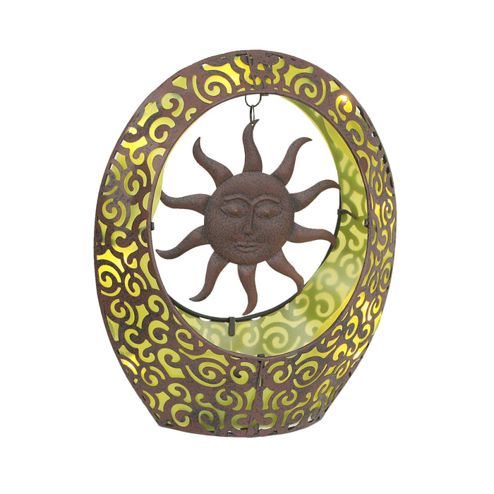 Radiant Sun Filigree Brown Metal LED Battery-Operated Decorative Sculpture - 12 Inches High - Great For Bedrooms, Bathrooms