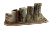 Red and White Marble Artisan Hand Crafted 5 Piece Marble Candle and Tray Set Image 3