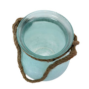 Blue - Image 9 - Hanging Glass Candle Lantern, 15 Inch Frosted Blue with Rope Handle