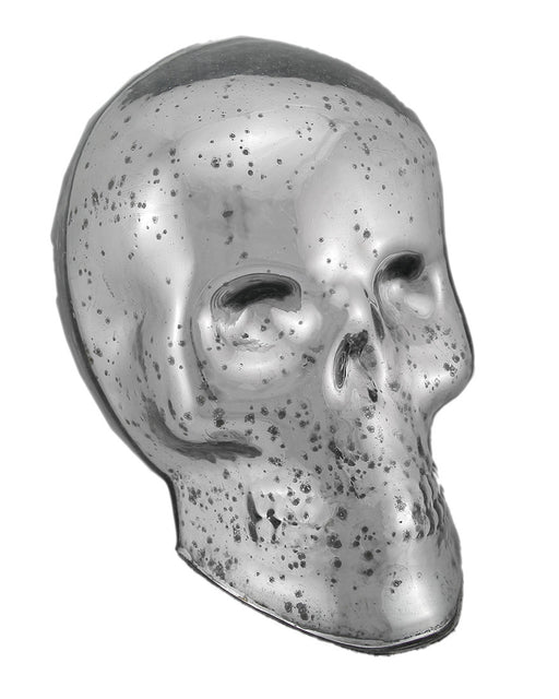 Silver Mercury Glass Skull Statue Image 1