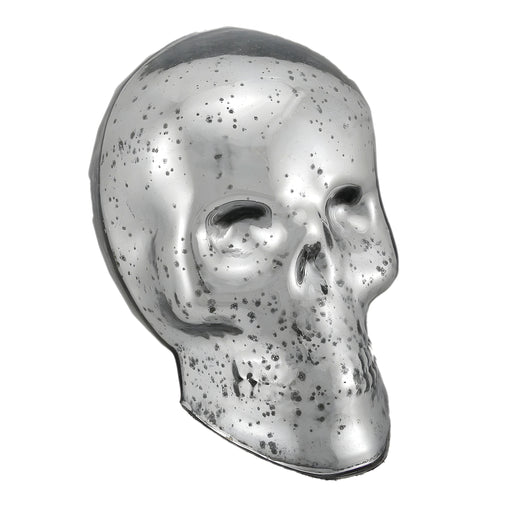 Silver Mercury Glass Skull Statue Image 1