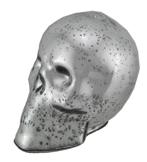 Silver Mercury Glass Skull Statue Image 2