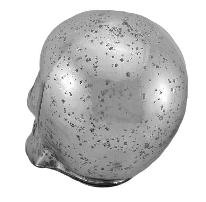 Silver Mercury Glass Skull Statue Image 3