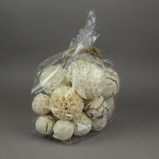 18-Piece Collection of Natural White and Brown Exotic Dried Organic Decorative Filler Balls for Centerpieces, Bowls and Vases