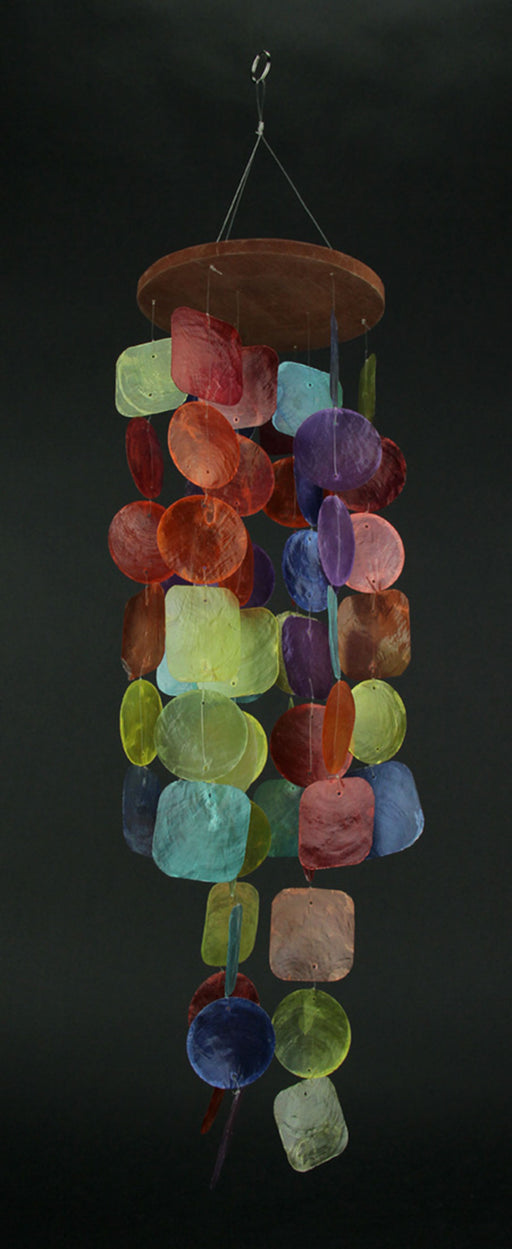 Enchanting Multicolor Capiz Shell Hanging Wind Chime - Vibrant Outdoor Decor for Garden, Patio, and Yard - Crafted with Dyed