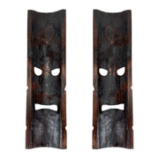 Set of 2 Tiki Wall Masks, 20 Inch Wood Palm and Plumeria Designs Image 10
