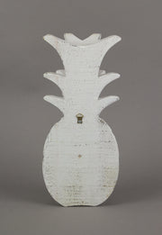 Pineapple Wall Sculpture, 10 Inch White Carved Wood Hanging Plaque Image 3