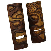 Set of 2 Tiki Mask Wall Sculptures, 12 Inch Hand Carved Wood Image 2
