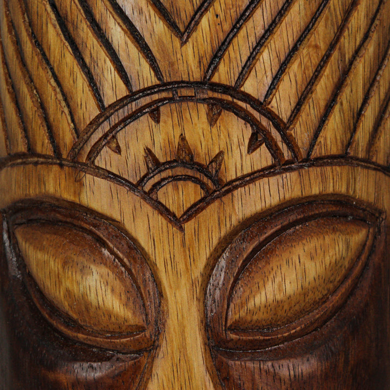 Set of 2 Tiki Mask Wall Sculptures, 12 Inch Hand Carved Wood Image 5