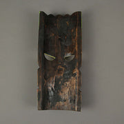 12 Inch Hand Carved Natural Wood Tiki Wall Hanging Mask Orange & Green Headdress Art Set of 2 Tropical Décor Image 3