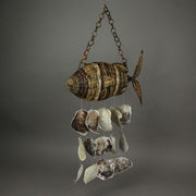 Large Woven Rattan Fish Shaped Capiz Shell Wind Chime 31 Inches High Image 5