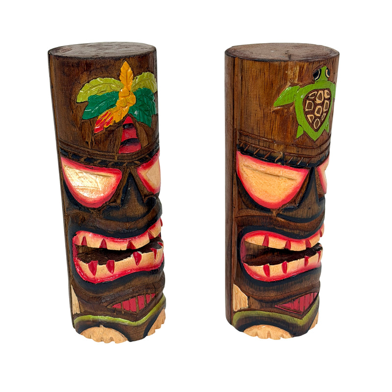 Things2Die4 Set of 2 Tiki Totem Pole Statues, 8 Inch Tall Image 2
