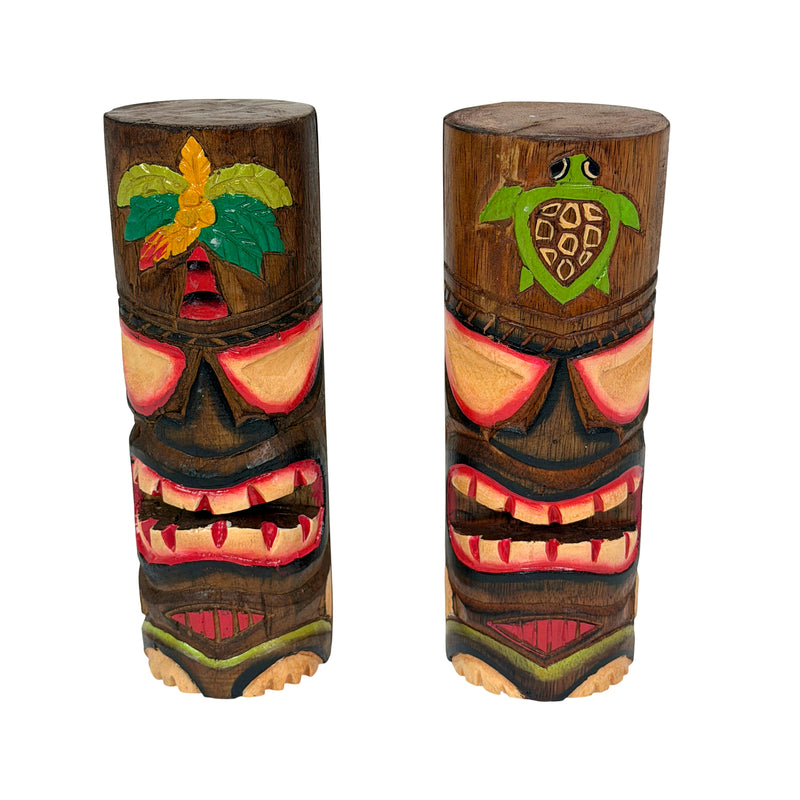 Things2Die4 Set of 2 Tiki Totem Pole Statues, 8 Inch Tall Image 1