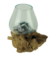 One Size - Image 1 - Clear Molten Glass On Teak Driftwood Base Decorative Bowl Vase Terrarium Planter
