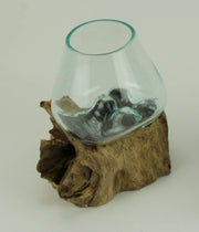 One Size - Image 2 - Clear Molten Glass On Teak Driftwood Base Decorative Bowl Vase Terrarium Planter