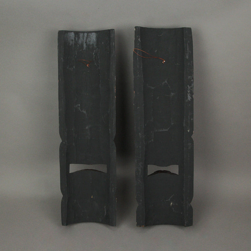 Set of 2 Tiki Wall Masks, 20 Inch Hand-Carved Wood Sun and Flower Image 3